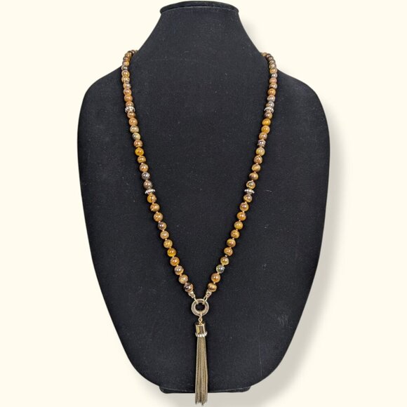 Charter Club Tiger Eye Beaded Necklace - Picture 1 of 7